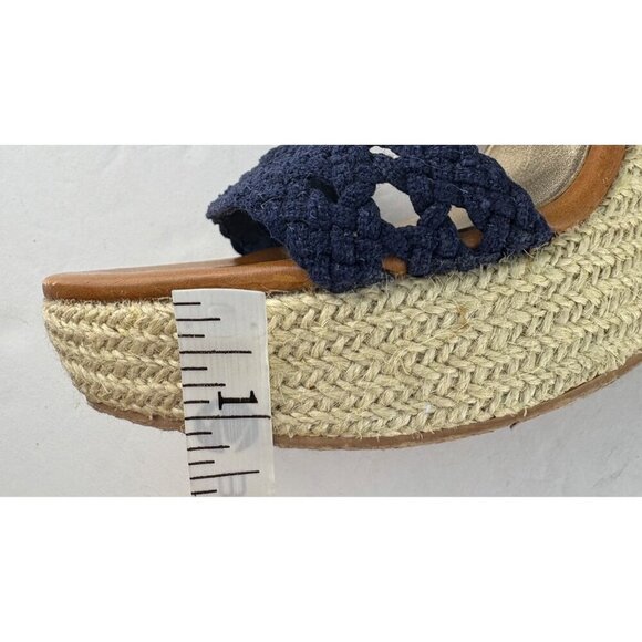 Lilly Pulitzer Kelsey Espadrille Wedge Platform Sandals in Navy & Tan Size 8 M - Picture 12 of 12